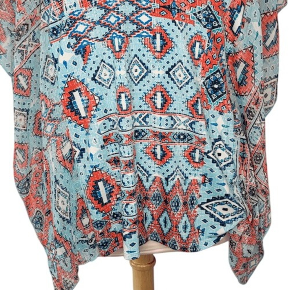 Ruby Rd Red & Blue Embellished V-Neck‎ Top - Picture 6 of 11